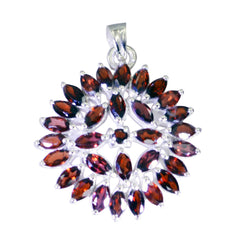 Riyo Prepossessing Gemstone Multi Faceted Red Garnet 1033 Sterling Silver Pendant Gift For Birthday