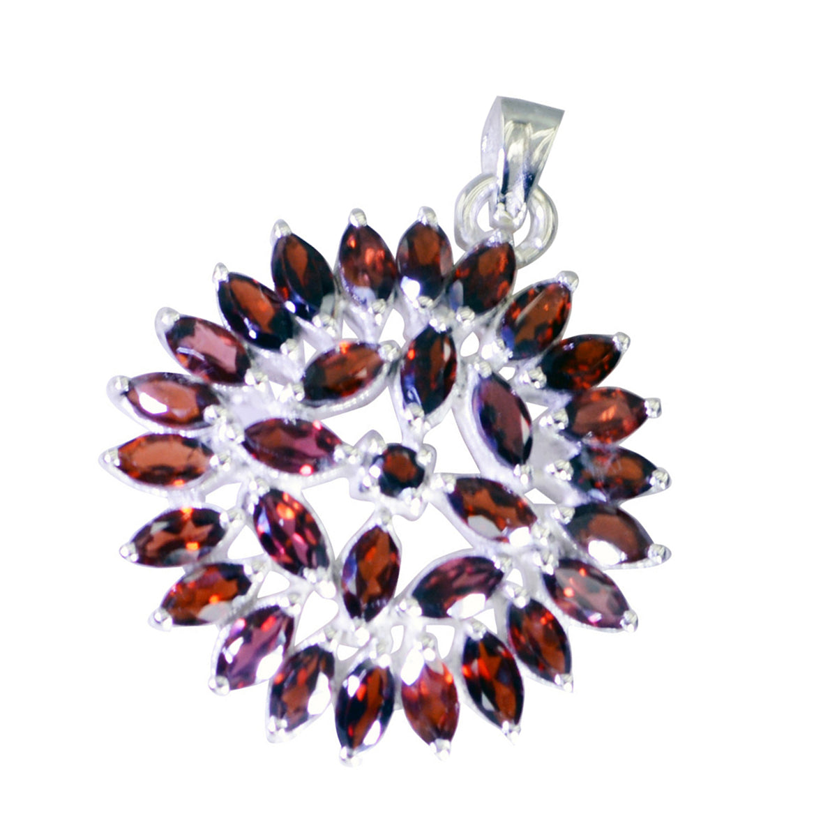 Riyo Prepossessing Gemstone Multi Faceted Red Garnet 1033 Sterling Silver Pendant Gift For Birthday