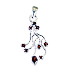Riyo Lovely Gems Multi Facettierter roter Granat-Silberanhänger als Geschenk zum zweiten Weihnachtsfeiertag
