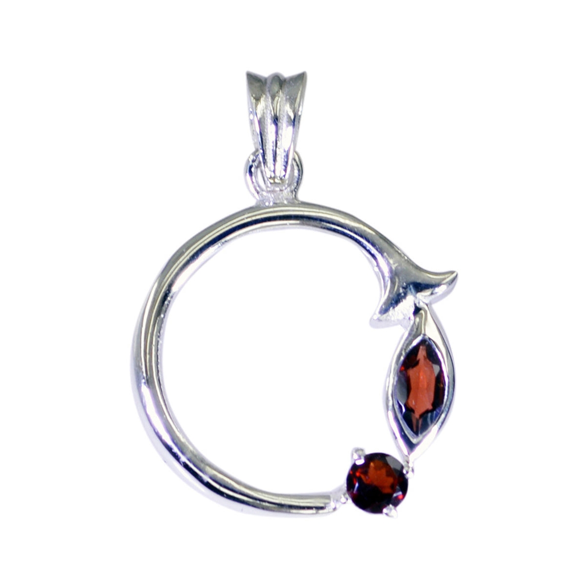 Riyo Aesthetic Gems Multi Facettierter roter Granat-Silberanhänger als Geschenk zum zweiten Weihnachtsfeiertag