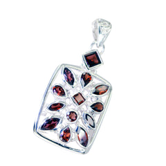 Riyo Foxy Gems Multi Faceted Red Garnet Solid Silver Pendant Gift For Anniversary