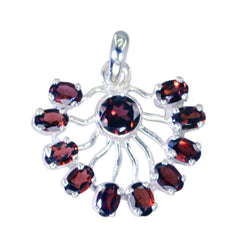 Riyo Real Gems Multi Facettierter roter Granat-Silberanhänger, Geschenk für Frau