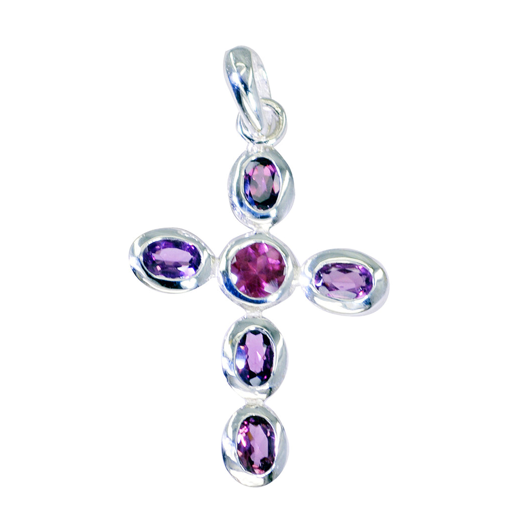 Riyo Attractive Gemstone Multi Faceted Red Garnet 1043 Sterling Silver Pendant Gift For Teachers Day