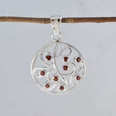 riyo adorabile ciondolo con pietra preziosa rotonda sfaccettata in argento sterling 1045 con granato rosso, regalo per il compleanno