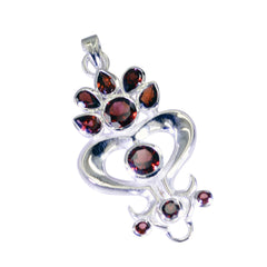Riyo Ravishing Gemstone Multi Faceted Red Garnet Sterling Silver Pendant Gift For Women