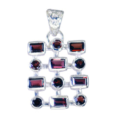 Colgante de plata granate rojo multifacetado con gemas elegantes de riyo, regalo para compromiso