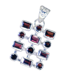 Riyo Graceful Gems Multi Faceted Red Garnet Silver Pendant Gift For Engagement