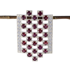 Riyo Easy Gemstone Round Faceted Red Garnet Sterling Silver Pendant Gift For Handmade