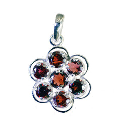 Riyo glamorous gems colgante redondo de plata con granate rojo facetado, regalo para hermana