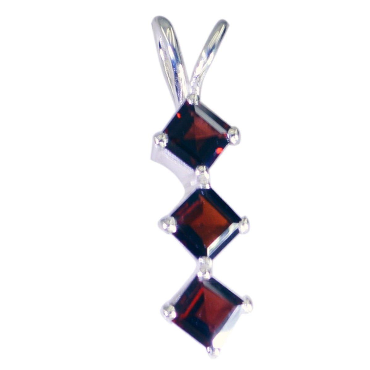 Riyo Graceful Gemstone Square Faceted Red Garnet 1060 Sterling Silver Pendant Gift For Girlfriend