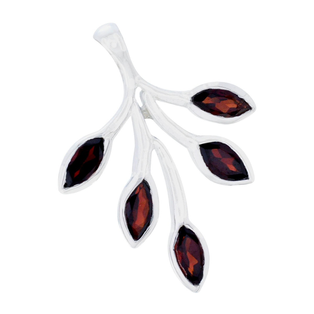 Riyo Exquisite Gemstone Marquise Faceted Red Garnet Sterling Silver Pendant Gift For Friend