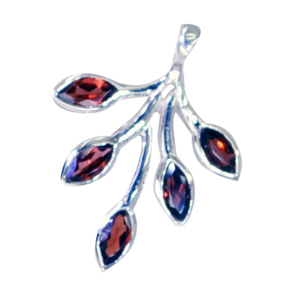 Riyo Exquisite Gemstone Marquise Faceted Red Garnet Sterling Silver Pendant Gift For Friend