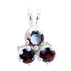 Riyo Charming Gems Round Faceted Red Garnet Solid Silver Pendant Gift For Anniversary
