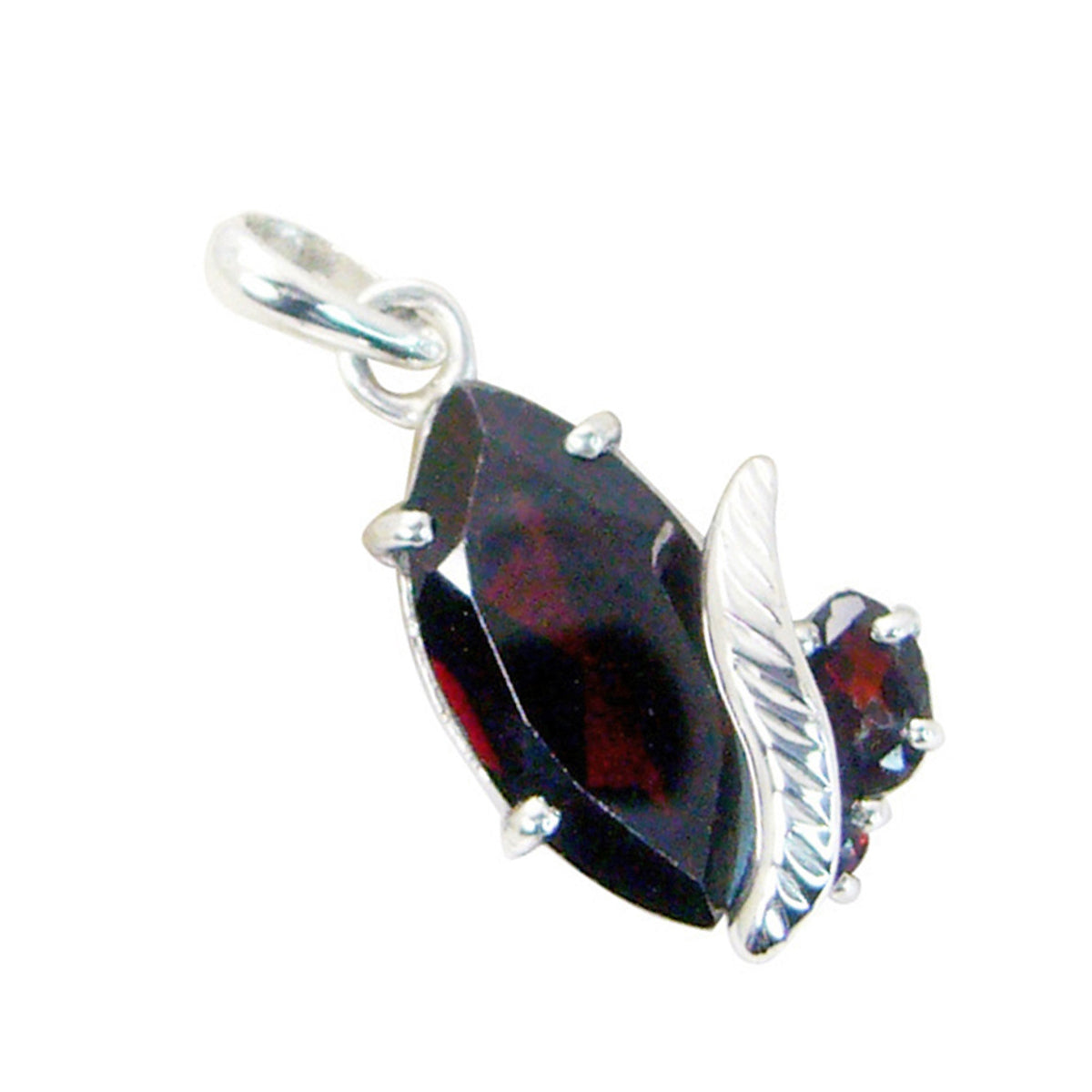 Riyo Heavenly Gems Multi Facettierter roter Granat-Silberanhänger, Geschenk für Ehefrau