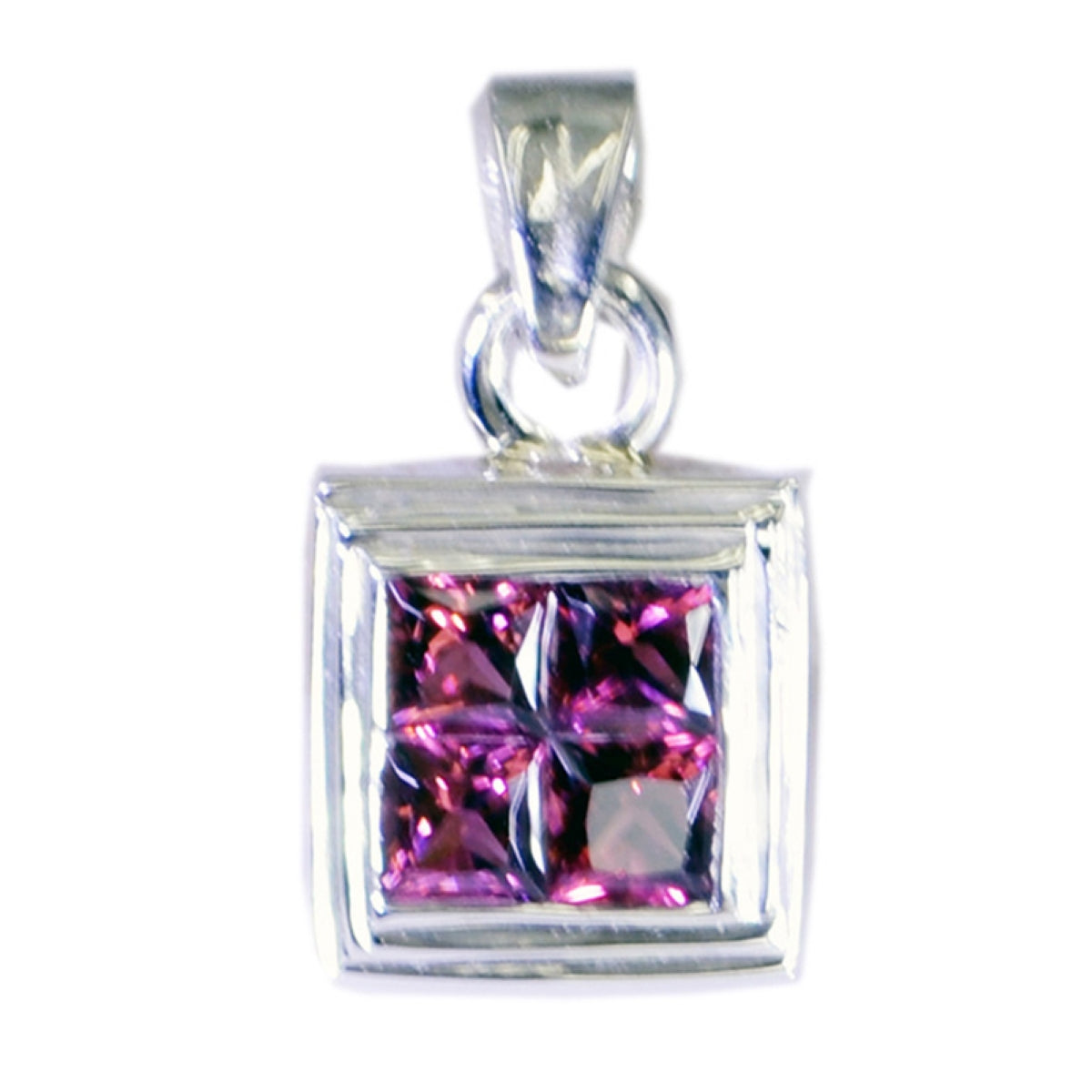 riyo splendide gemme quadrate sfaccettate con granato rosso, ciondolo in argento massiccio, regalo per il matrimonio