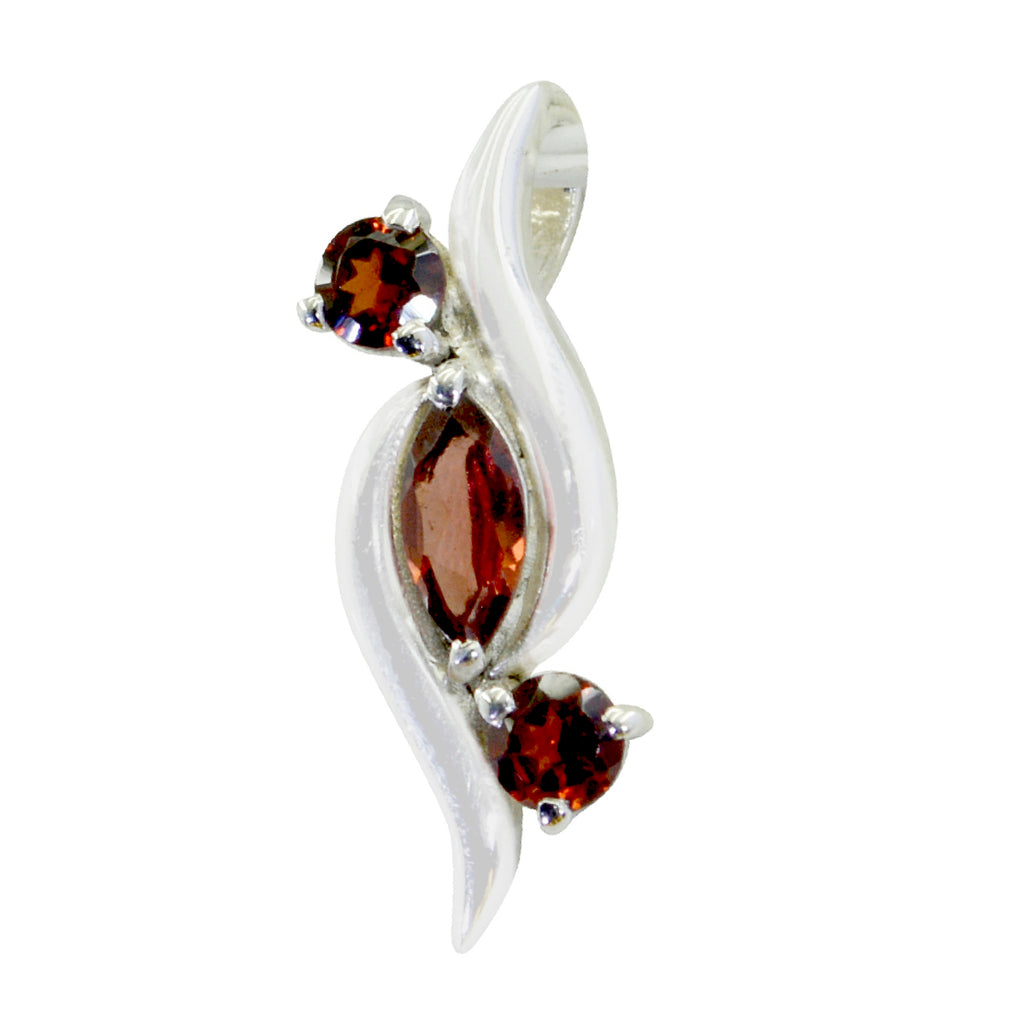 Riyo Irresistible Gems Multi Faceted Red Garnet Silver Pendant Gift For Sister