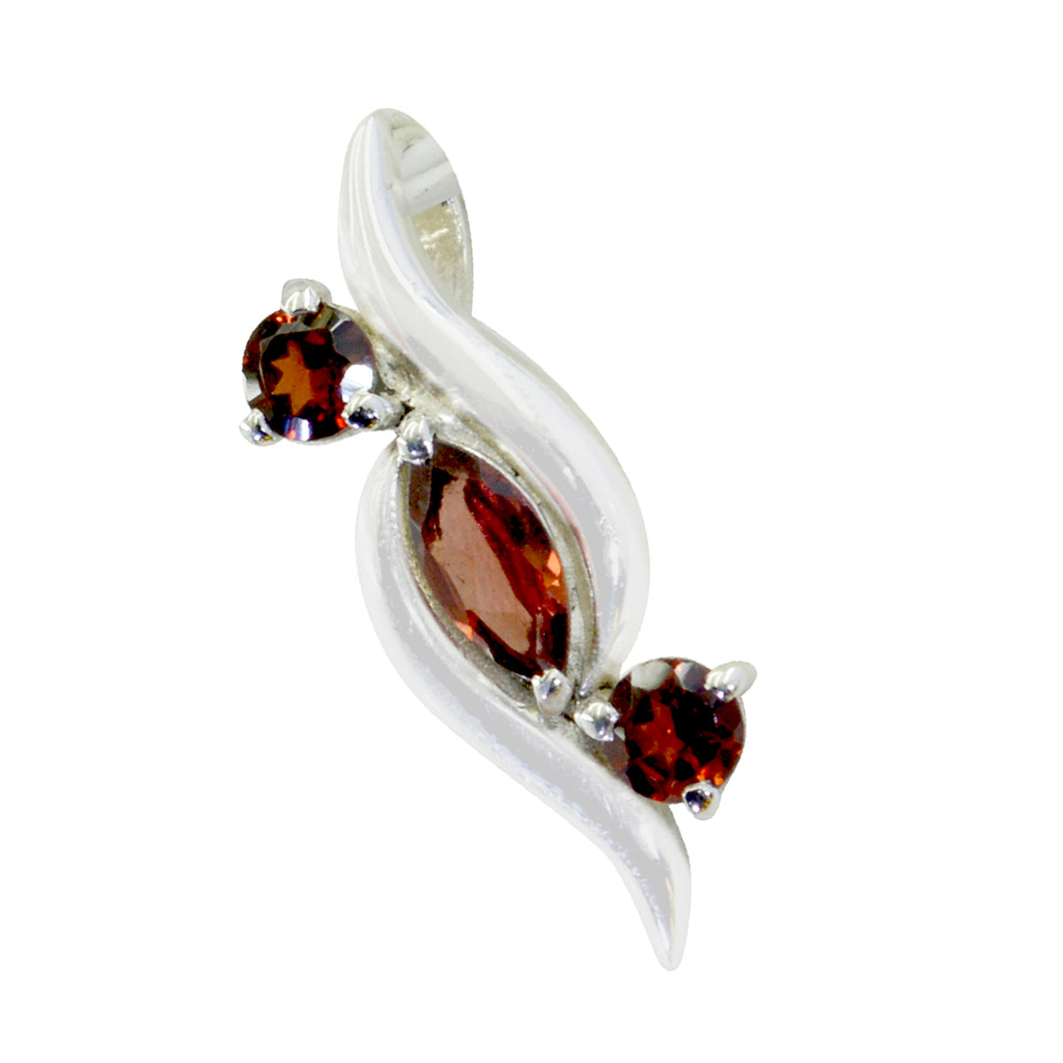 Riyo Irresistible Gems Multi Facettierter roter Granat-Silberanhänger, Geschenk für Schwester