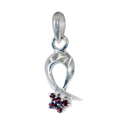 Riyo Graceful Gems Round Faceted Red Garnet Solid Silver Pendant Gift For Good Friday
