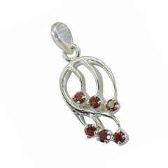 Riyo Magnificent Gemstone Round Faceted Red Garnet 1073 Sterling Silver Pendant Gift For Birthday