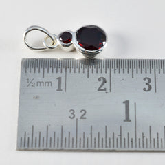 Riyo Ravishing Gemstone Round Faceted Red Garnet Sterling Silver Pendant Gift For Christmas