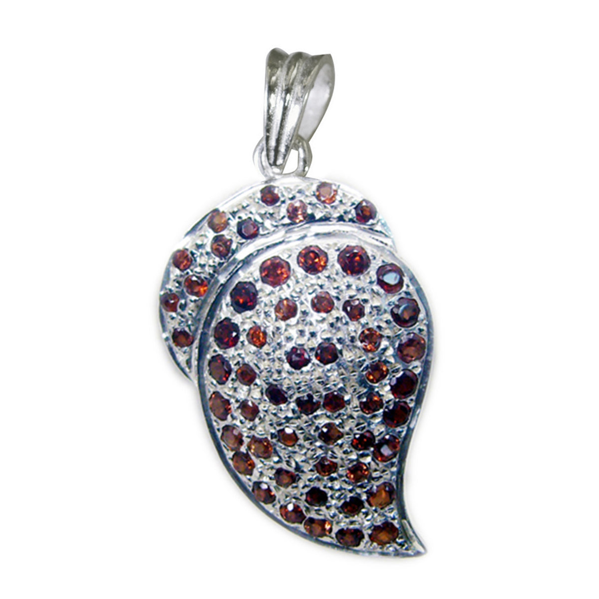 Impresionante piedra preciosa riyo, granate rojo facetado redondo, colgante de plata de ley 1106, regalo para el Viernes Santo