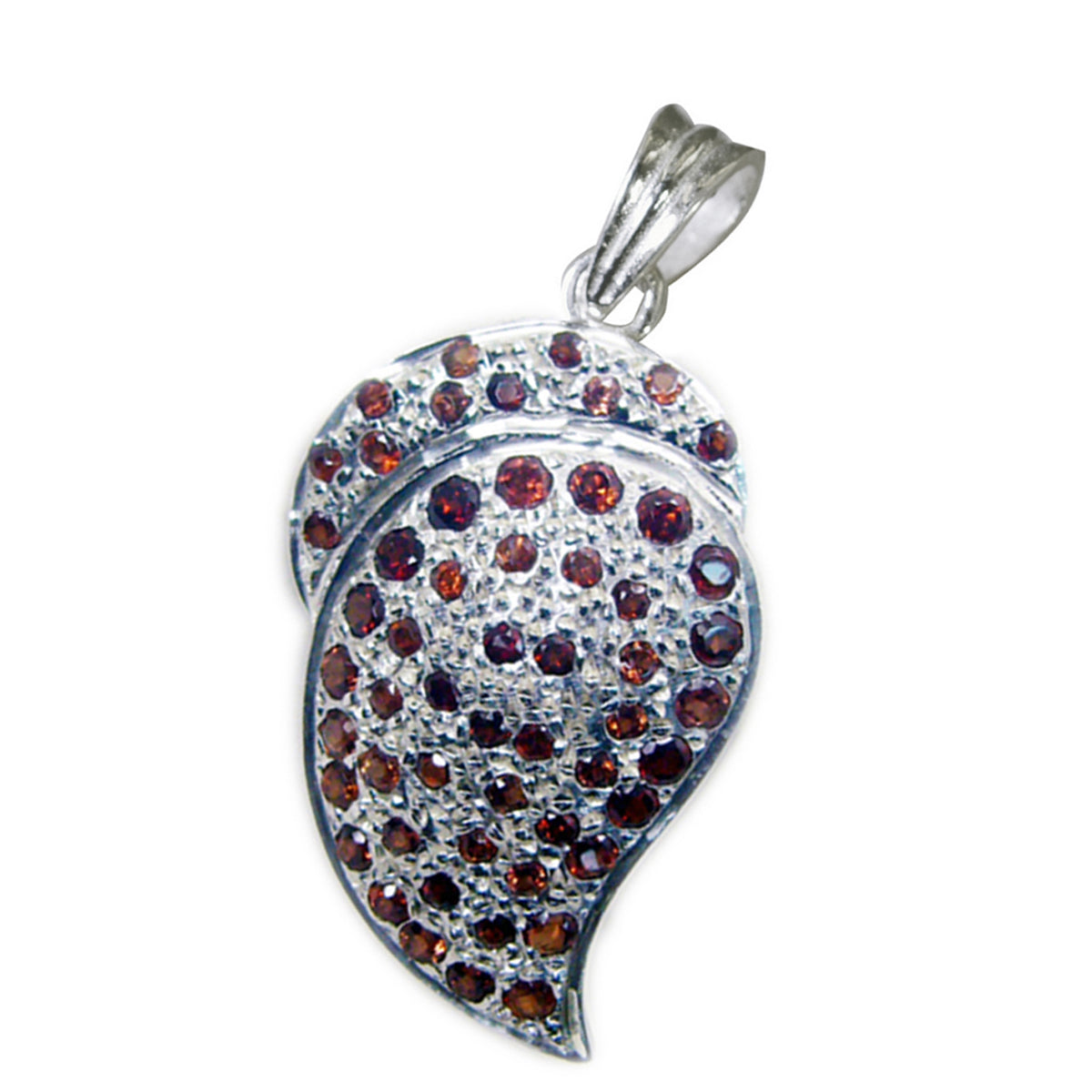 Impresionante piedra preciosa riyo, granate rojo facetado redondo, colgante de plata de ley 1106, regalo para el Viernes Santo