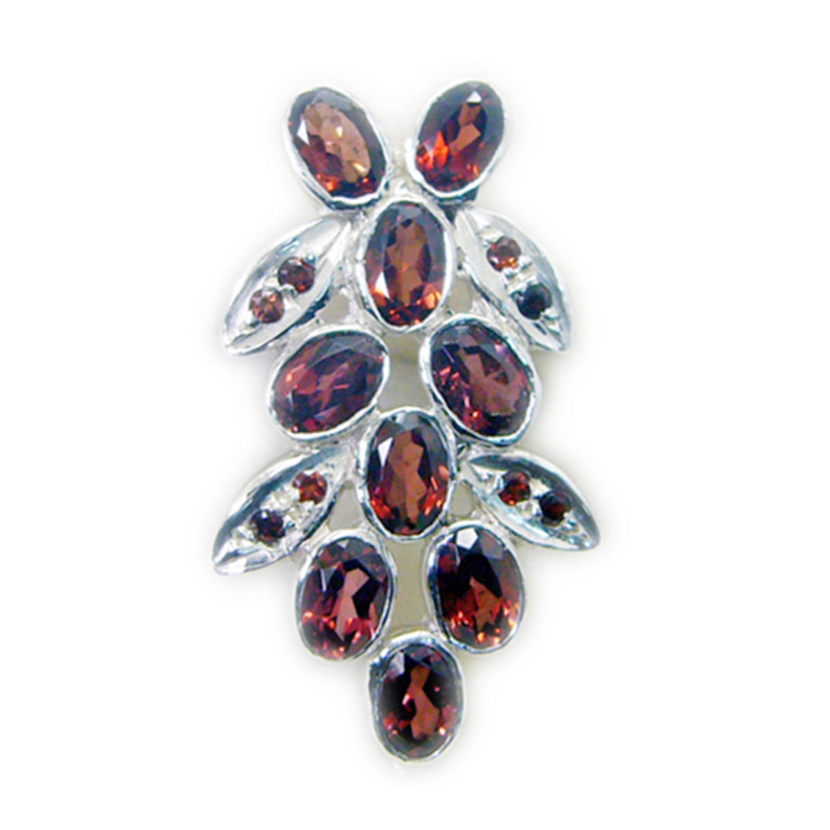 Riyo Bewitching Gems Oval Faceted Red Garnet Solid Silver Pendant Gift For Wedding