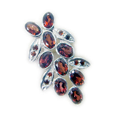 Riyo Bewitching Gems Oval facettierter roter Granat-Anhänger aus massivem Silber, Geschenk für Hochzeit