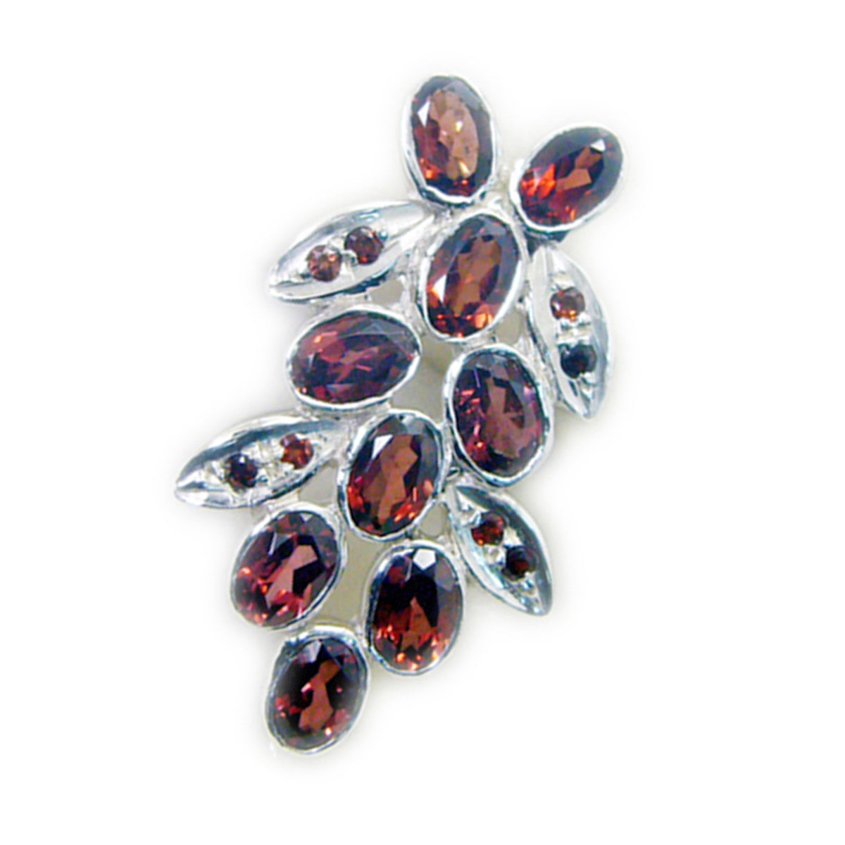 Riyo Bewitching Gems Oval Faceted Red Garnet Solid Silver Pendant Gift For Wedding