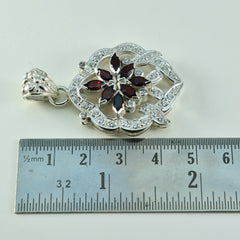 Riyo Magnificent Gems Marquise facettierter roter Granat-Silberanhänger, Geschenk zur Verlobung