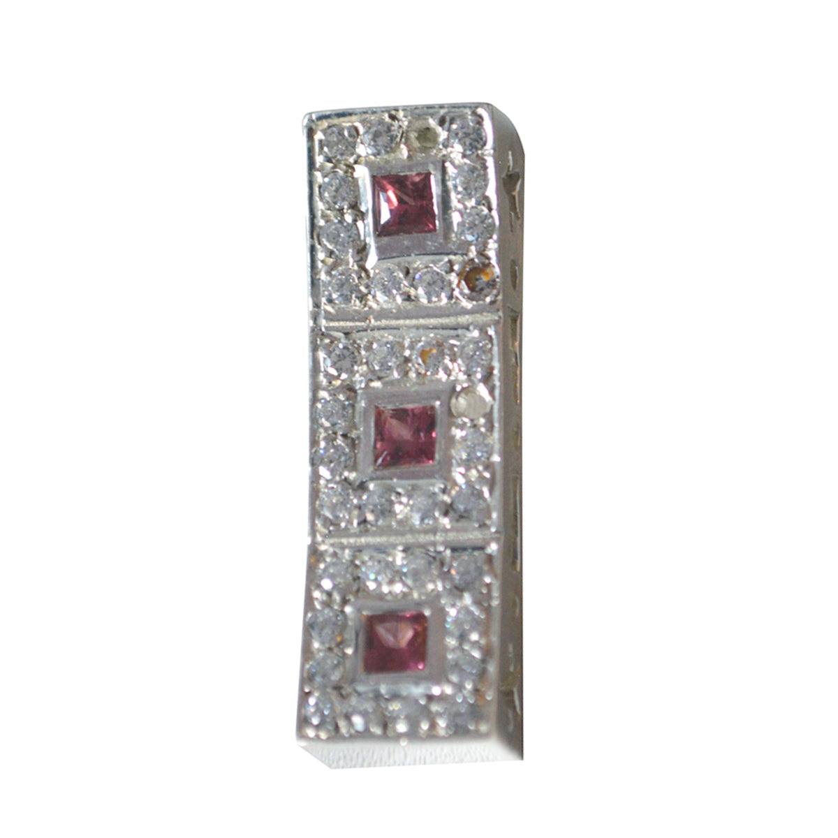 Riyo Drop Gemstone Square Faceted Red Garnet Sterling Silver Pendant Gift For Christmas