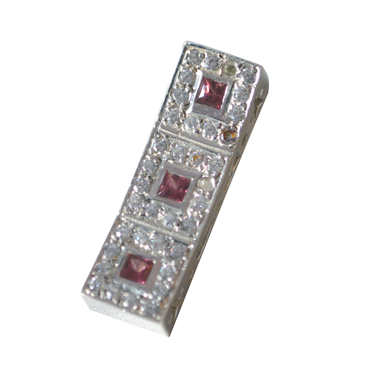 Riyo Drop Gemstone Square Faceted Red Garnet Sterling Silver Pendant Gift For Christmas
