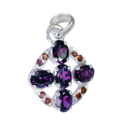 Riyo Charming Gems Oval Faceted Red Garnet Solid Silver Pendant Gift For Good Friday