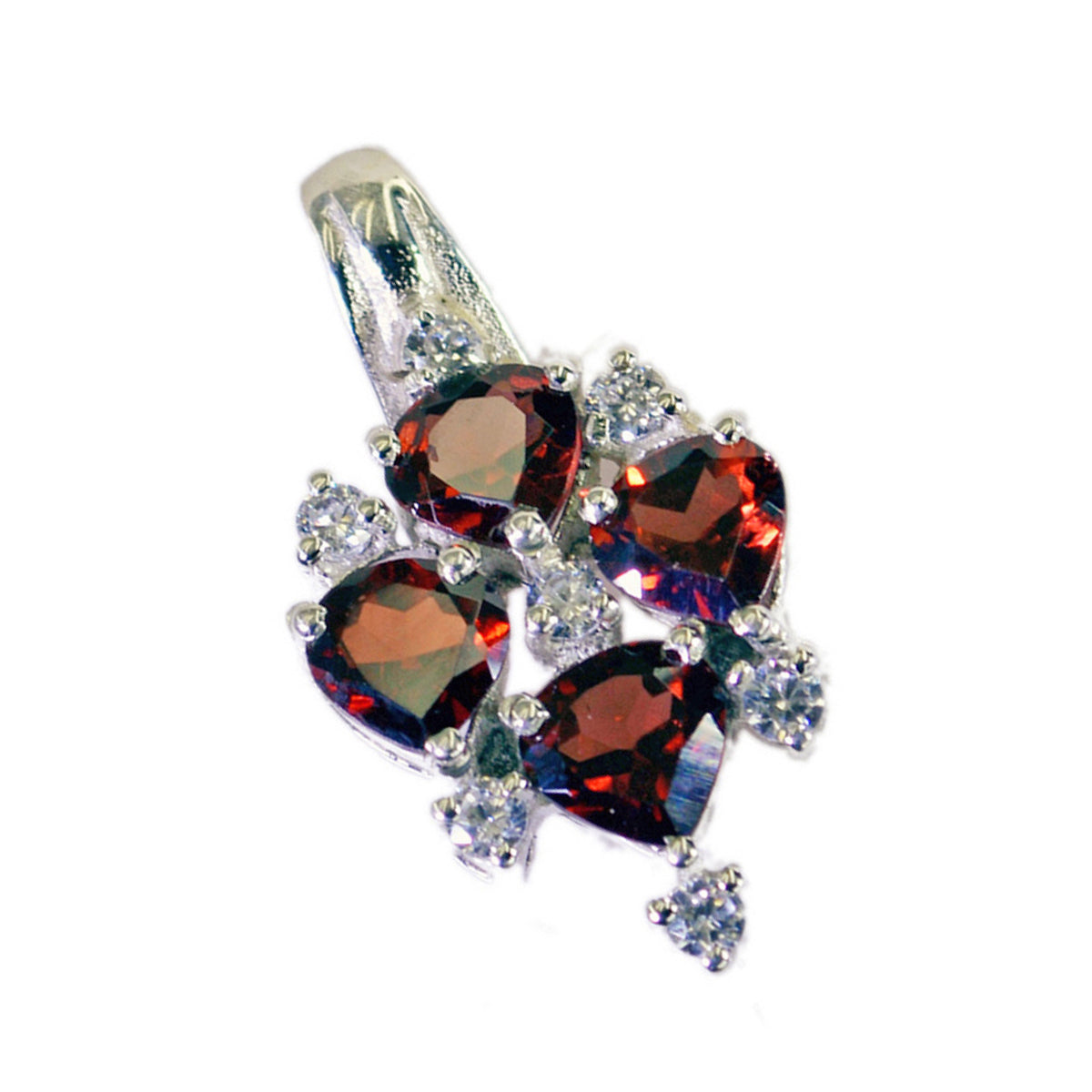 Riyo Appealing Gemstone Heart Faceted Red Garnet 1128 Sterling Silver Pendant Gift For Girlfriend