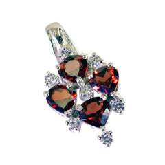 Colgante de plata de ley 1128 con granate rojo facetado en forma de corazón con piedras preciosas atractivas de riyo, regalo para novia