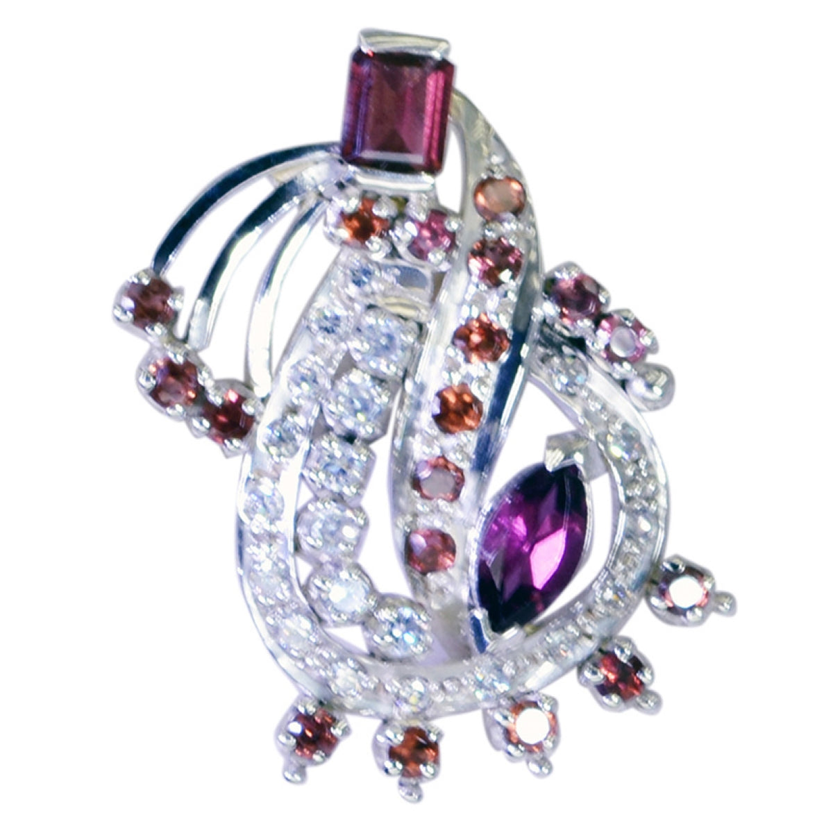 Riyo Ravishing Gems Anhänger aus massivem Silber mit facettiertem rotem Granat, Geschenk zum Jahrestag