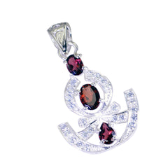 Riyo Gorgeous Gems Multi Faceted Red Garnet Silver Pendant Gift For Boxing Day