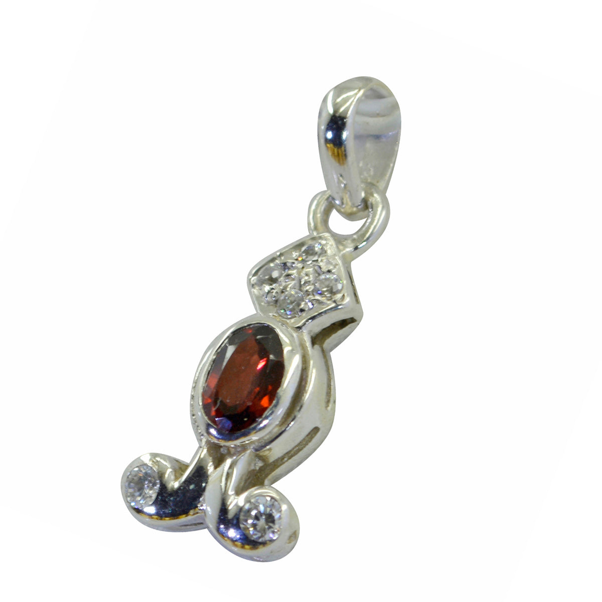 Riyo Irresistible Gemstone Oval Faceted Red Garnet 1130 Sterling Silver Pendant Gift For Good Friday