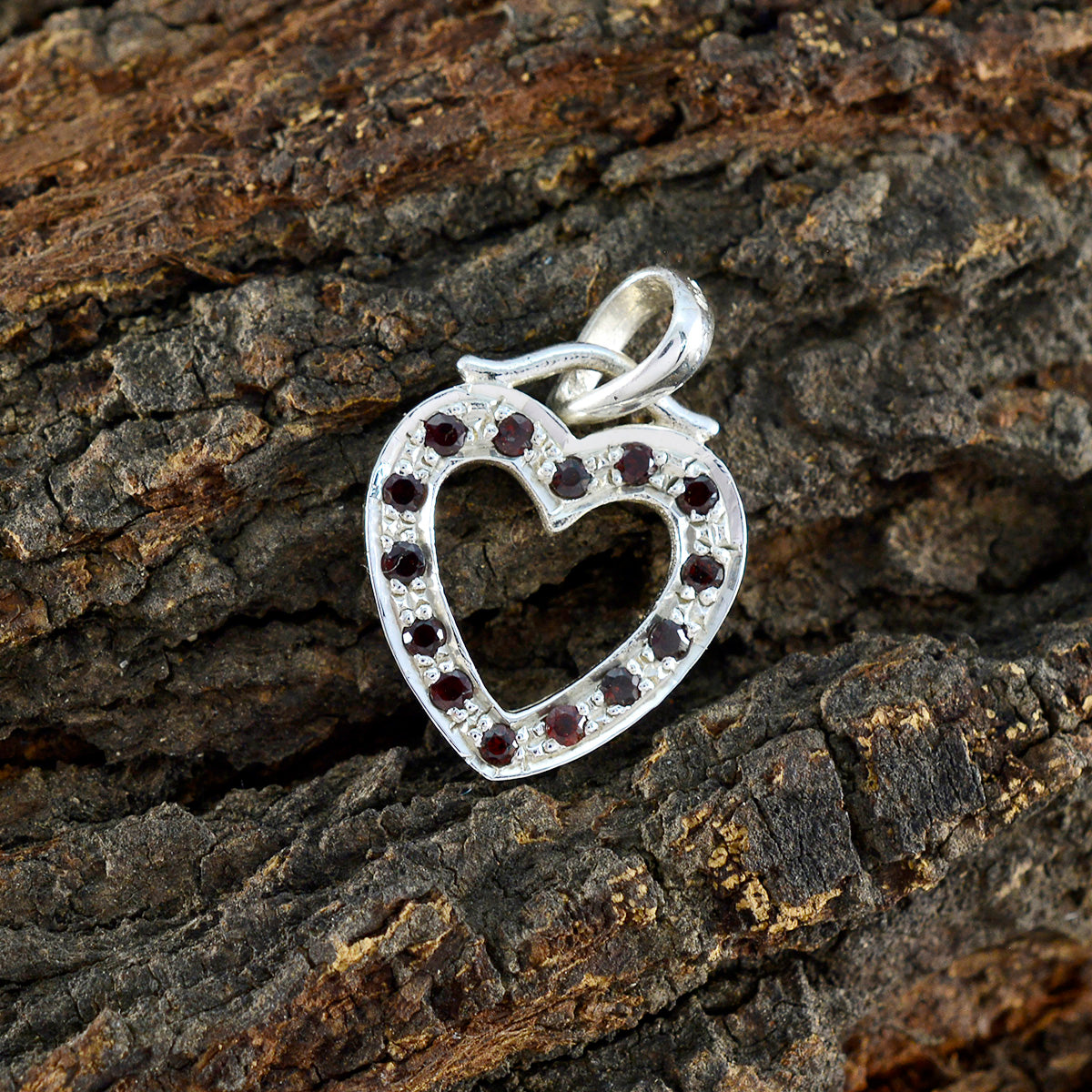 Riyo Gorgeous Gemstone Round Faceted Red Garnet 1141 Sterling Silver Pendant Gift For Birthday