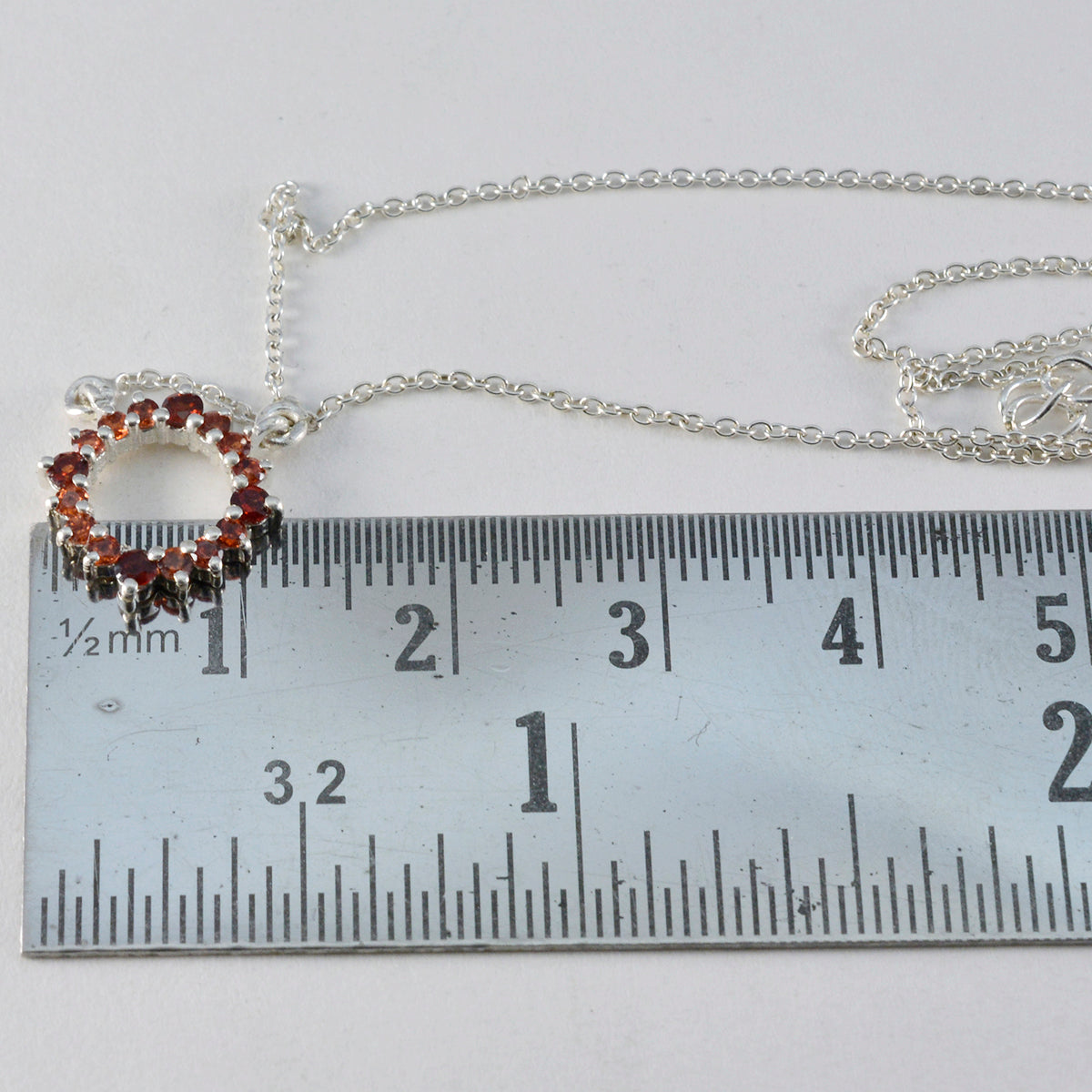 Riyo Knockout Gemstone Round Faceted Red Garnet Sterling Silver Pendant Gift For Friend