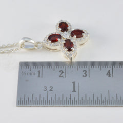 Riyo Spunky Gemstone Oval Faceted Red Garnet 1147 Sterling Silver Pendant Gift For Teachers Day