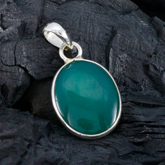 Riyo Glamorous Gemstone Oval Cabochon Green Green Onyx Sterling Silver Pendant Gift For Friend