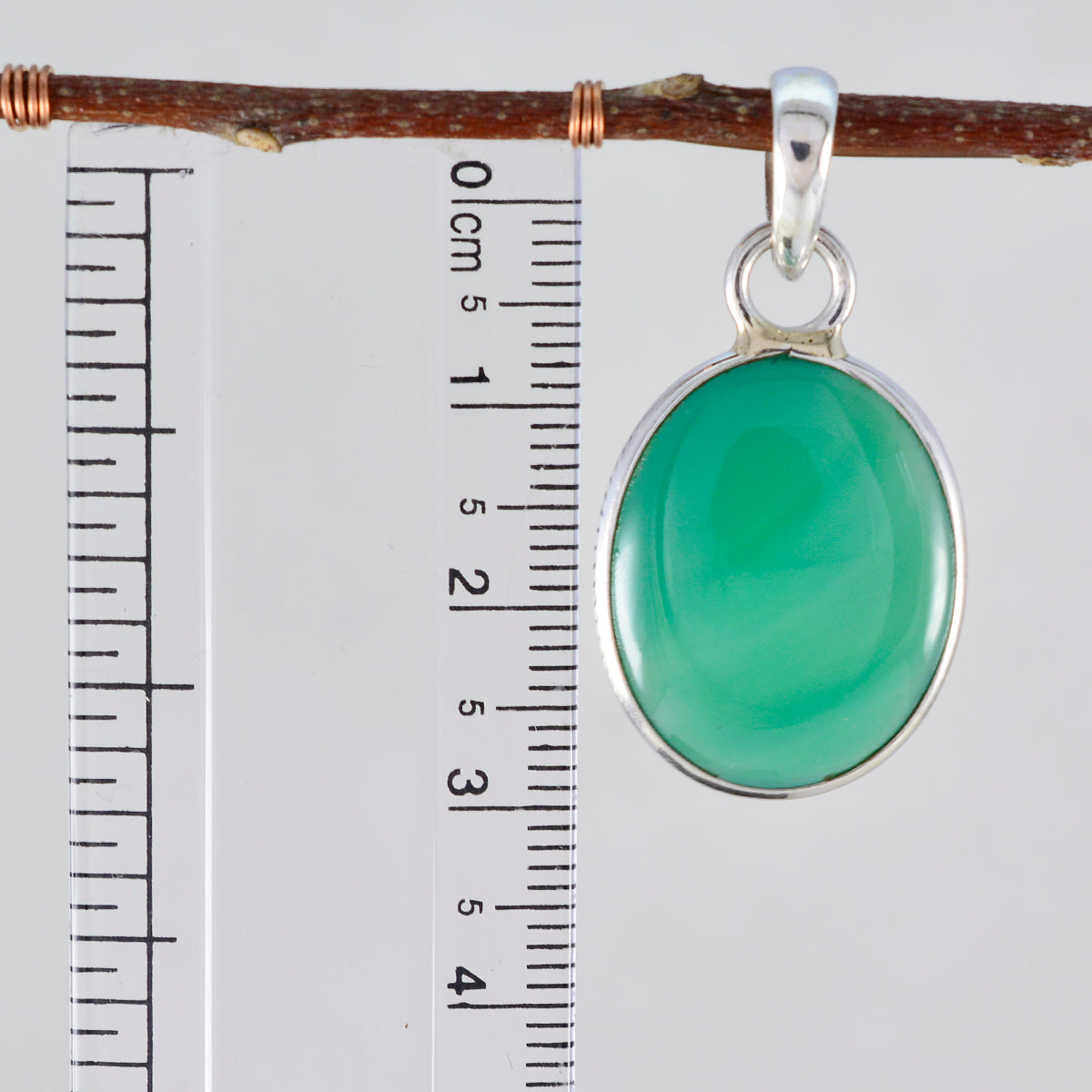 riyo glamour pierre précieuse ovale cabochon vert onyx pendentif en argent sterling cadeau pour un ami