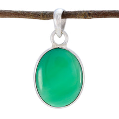 Riyo glamoureuze edelsteen ovale cabochon groen groene onyx sterling zilveren hanger cadeau voor vriend