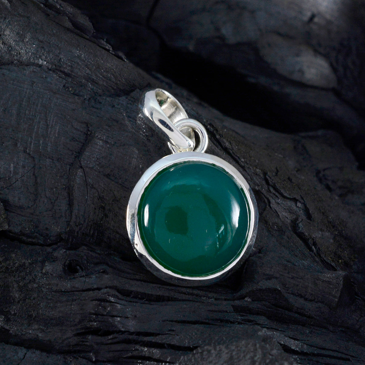 riyo bonny gems rond cabochon vert onyx pendentif en argent cadeau pour soeur