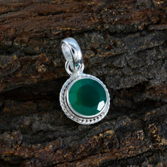 Riyo Charming Gemstone Round Faceted Green Green Onyx 1198 Sterling Silver Pendant Gift For Good Friday