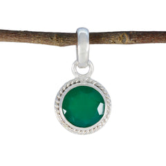 Riyo encantadora piedra preciosa redonda facetada verde ónix verde colgante de plata de ley 1198 regalo para el Viernes Santo