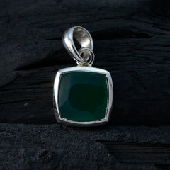 Riyo Aesthetic Gems Cushion Faceted Green Green Onyx Solid Silver Pendant Gift For Wedding