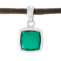 Riyo Aesthetic Gems Cushion Faceted Green Green Onyx Solid Silver Pendant Gift For Wedding