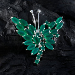 Riyo восхитительный драгоценный камень многогранный зеленый зеленый оникс серебряный кулон подарок на Рождество